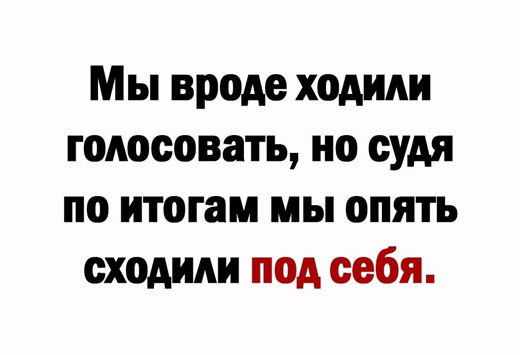 Мы вроде ходили голосовать но судя по итогам мы опять сходили под себя