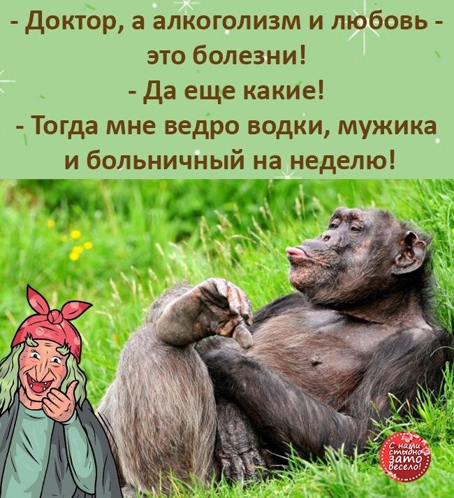 доктор а алкоголизм и любовь это болезни Да еще какие Тогда мне ведро водки мужика и больничный на неделю ь 47