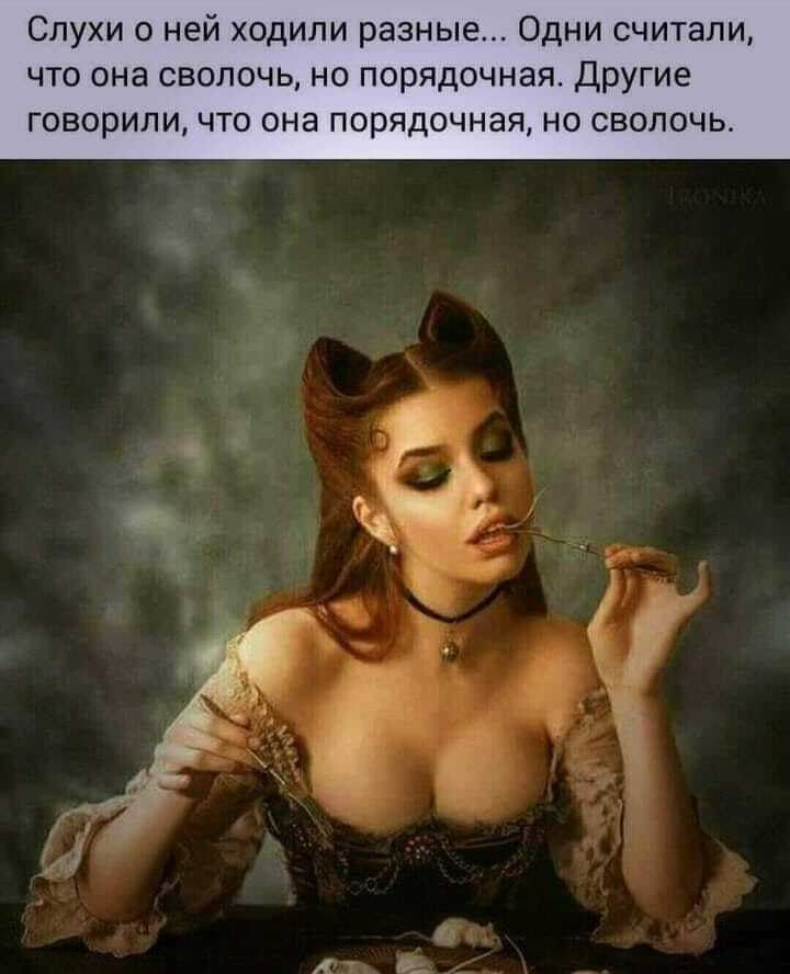 Слухи о ней ходили разные Одни считали что она сволочь но порядочная Другие говорили что она порядочная но сволочь