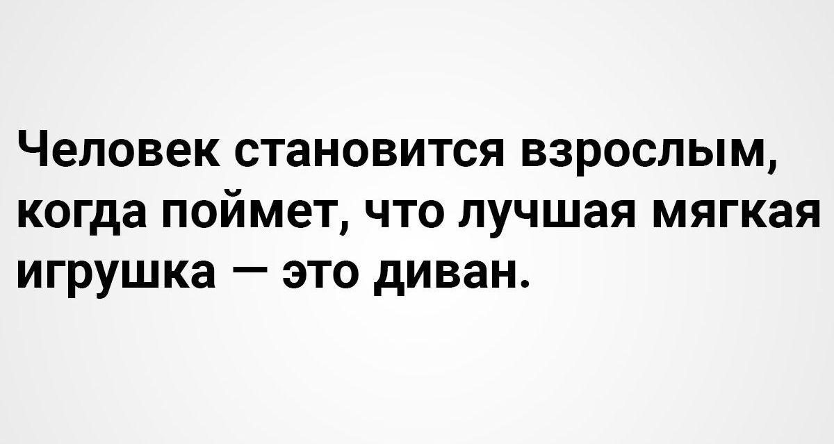 человек СТаНОВИТСЯ ВЗРОСЛЫМ когда поймет ЧТО ЛУЧШЗЯ МЯГКЗЯ ИГРУШКЭ _ ЭТО дИВЭН