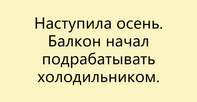 Наступила осень Балкон начал подрабатывать холодильником