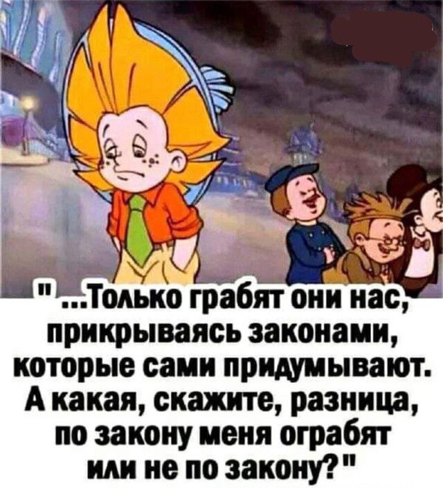_ Тодьк грабят они нас прикрываясь законами которые сами придумывают А какая скажите разница по закону меня ограбят или не по закону