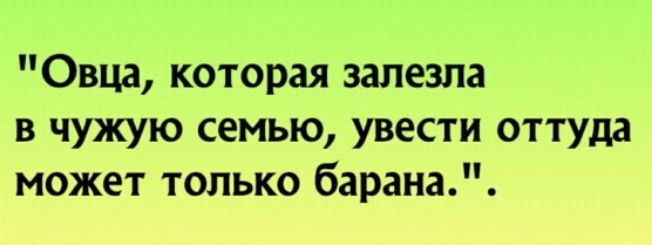 Овца которая залезла в чужую семью увести оттуда может только барана