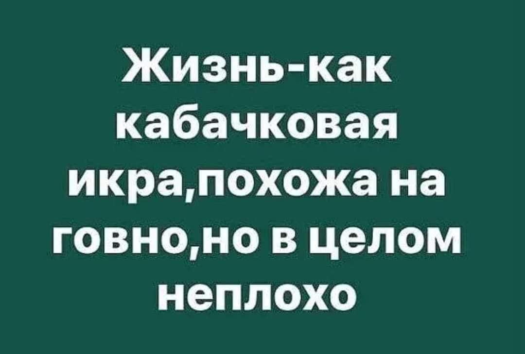 Жизнь как кабачковая икрапохожа на говноно в целом неплохо