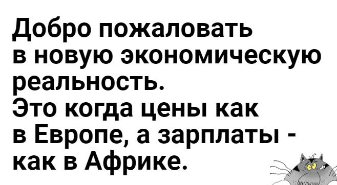 Добро пожаловать в новую экономическую реальность Это когда цены как в Европе а зарплаты как в Африке