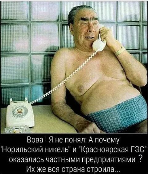 Вова Я не понял А почему Норипьский никель и Красноярская ГЭС оказались частными предприятиями Их же вся страна строила