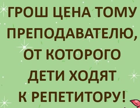 грош ЦЕНА тому ПРЕПОДАВАТЕЛЮ от которого дЕТИ ходят к РЕПЕТИТОРУ_