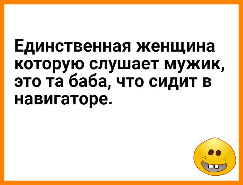 Единственная женщина которую слушает мужик это та баба что сидит в навигаторе