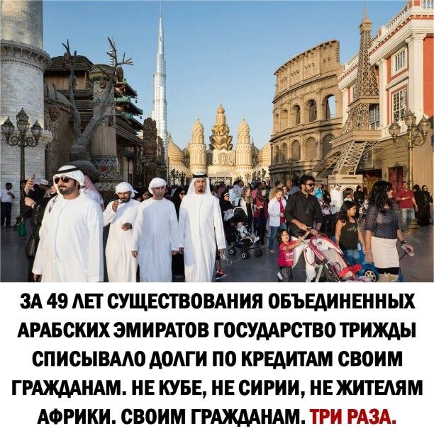 ЗА 49 АЕГ СУЩЕСТВОВАНИЯ ОБЪЕДИНЕННЫХ АРАБСКИХ ЗМИРАТОВ ГОСУДАРСТВО ТРИЖАЫ СПИСЫВААО АОАГИ ПО КРЕАИТАМ СВОИМ ГРАЖДАНАМ НЕ КУБЕ НЕ СИРИИ НЕЖИТЕАЯМ АФРИКИ СВОИМ ГРАЖДАНАМ ТРИ РАЗА
