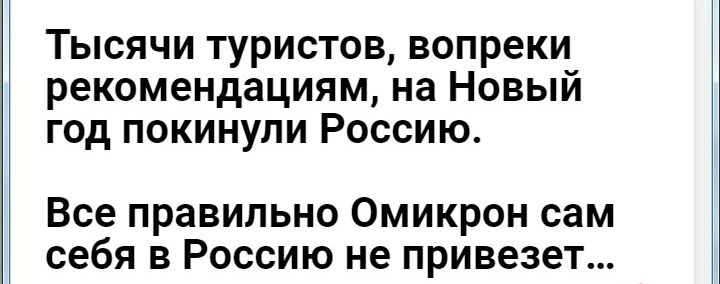 Тысячи туристов вопреки рекомендациям на Новый год покинули Россию Все правильно Омикрон сам себя в Россию не привезет