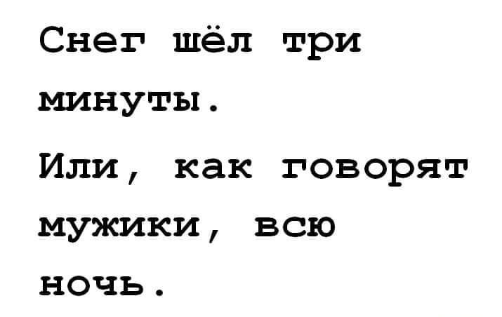 Снег шёл три минуты Или как говорят мужики всю НОЧЬ