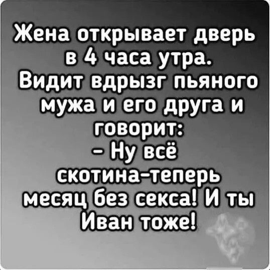 Жена открывает дверь в 4 часа утра Вилит вдрызг пьяного мУікам его друга и