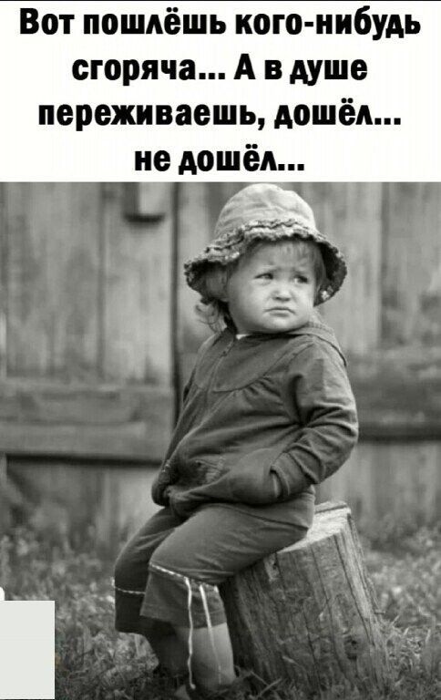 Вот пошдёшь кого нибудь сгоряча А в душе переживаешь дошёл