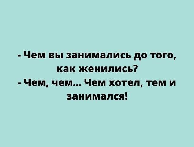 Чем вы занимались до того как женились Чем чем Чем хотел тем и занимался