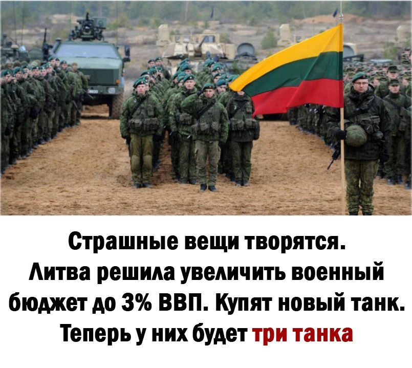 Страшные вещи творятся Аитва решила увеличить военный бюджет до 3 ВВП Купят новый танк Теперь у них будет три танка