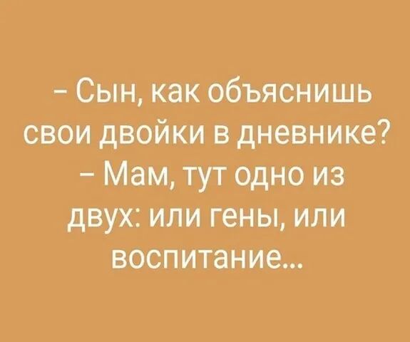 Сын как объяснишь свои двойки в дневнике Мам тут одно из двух или гены или воспитание