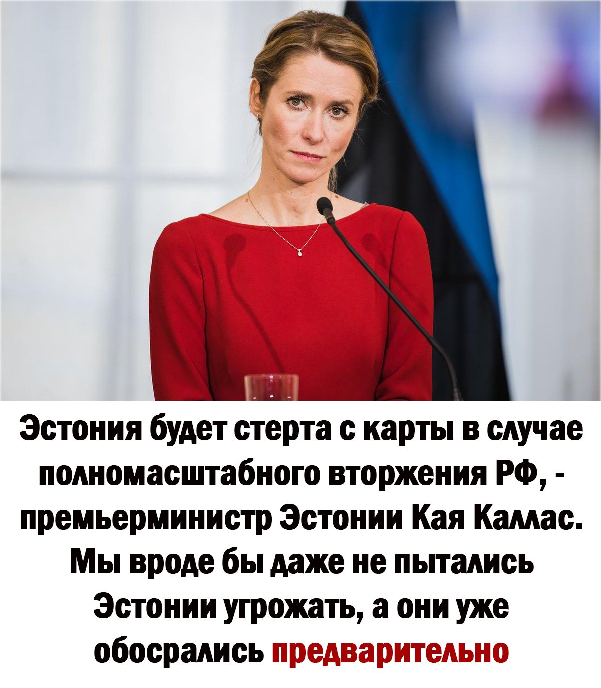 Эстония будет стерта карты в случае полномасштабного вторжения РФ преиьерининшр Эстонии Кая Камне Мы вроде бы даже не пьпаднсь Эстонии угрожать а они уже обосраднсь т