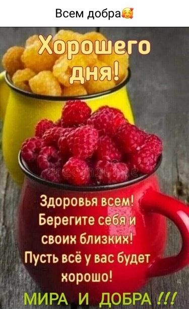 Всем добраі ХЬрошего дня Здоровья всем Берегите себяи своих бпизкИх Пусть всё у вас будет хорошо