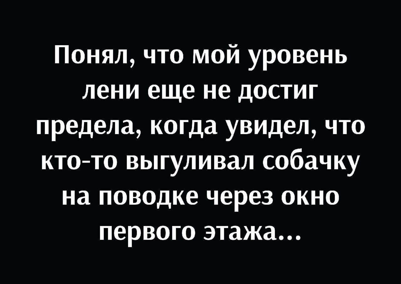 Понял что мой уровень пени еще не достиг предела когда увидел что ктото выгуливал собачку на поводке через окно первого этажа