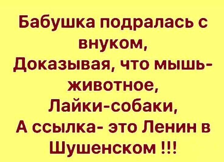 Бабушка подралась с внуком доказывая что мышь животное Лайкисобаки А ссылка это Ленин в Шушенском