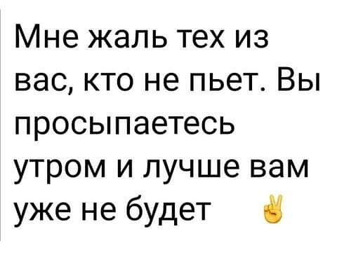Мне жаль тех из вас кто не пьет Вы просыпаетесь утром и лучше вам уже не будет