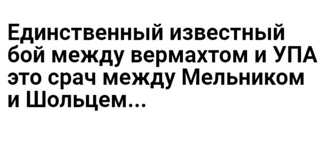 Единственный известный бой между вермахтом и УПА это срач между Мельником и Шольцем