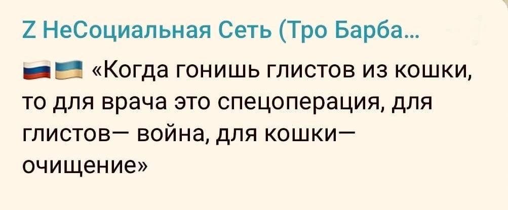 2 НеСоциапьная Сеть Тро Барбе _5 Когда гонишь глистов из кошки то для врача это спецоперации для глистов война для кошки очищение