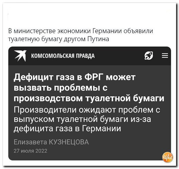 ании опьянипи Ьумагу друг А Ж комсомольсш пгдндд дефицит газа в ФРГ может вызвать проблемы с производством туалетной бумаги Производители ожидают проблем выпуском туалетной бумаги иайаа дефицита газа в Германии