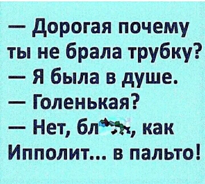 дорогая почему ты не брала трубку Я была в душе Г оленькая Нет блп как Ипполит в пальто