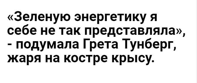 Зеленую энергетику я себе не так представляла подумала Грета Тунберг жаря на костре крысу