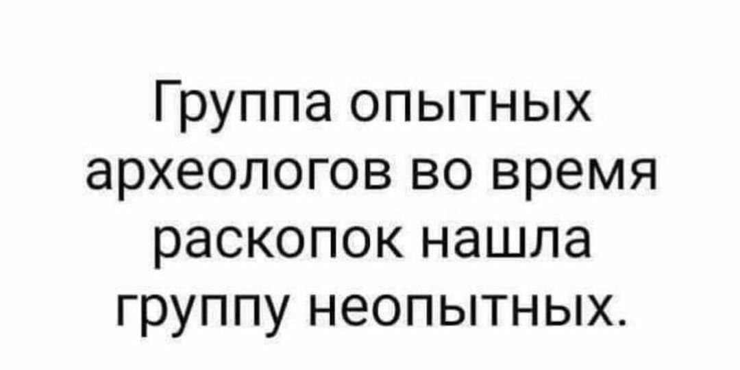 Группа опытных археологов во время раскопок нашла группу неопытных