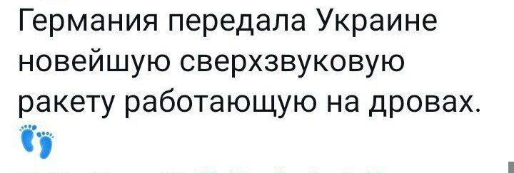 Германия передала Украине новейшую сверхзвуковую ракету работающую на дровах
