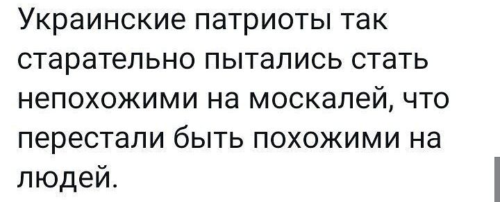 Украинские патриоты так старательно пытались стать непохожими на москалей что перестали быть похожими на людей