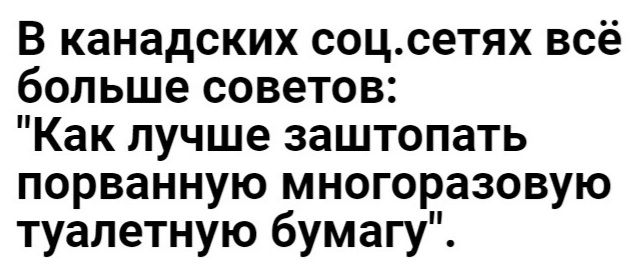 в канадских соцсетях всё больше советов Как лучше заштопать порванную многоразовую туалетную бумагу