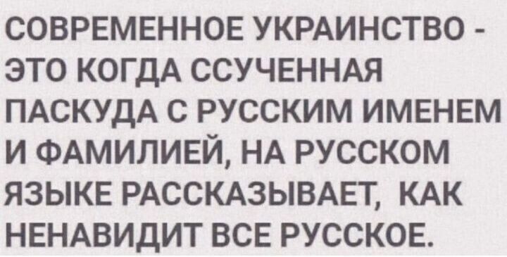 СОВРЕМЕННОЕ УКРАИНСТВО ЭТО КОГДА ССУЧЕННАЯ ПАСКУДА С РУССКИМ ИМЕНЕМ И ФАМИЛИЕЙ НА РУССКОМ ЯЗЫКЕ РАССКАЗЫВАЕТ КАК НЕНАВИДИТ ВСЕ РУССКОЕ