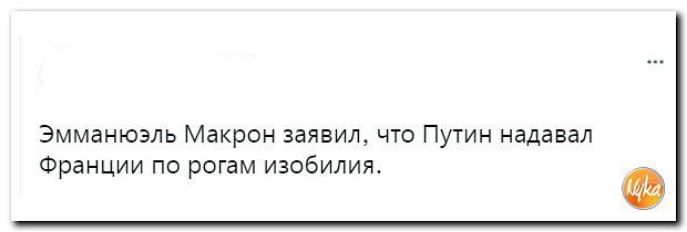 Эмманюэль Макрои заявил что Путин надавал Франции по рогам изобилия