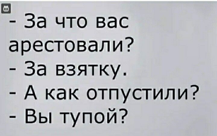 Е За что вас арестовали За взятку А как отпустили Вы тупой