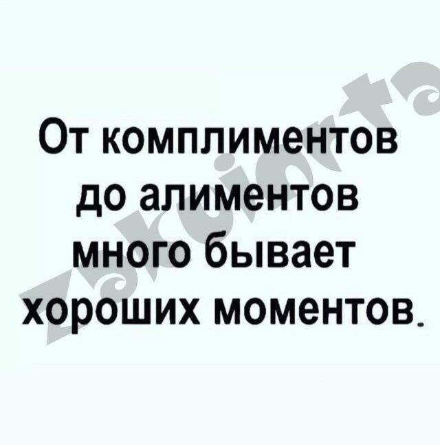 От комплиментов до алиментов много бывает хороших моментов