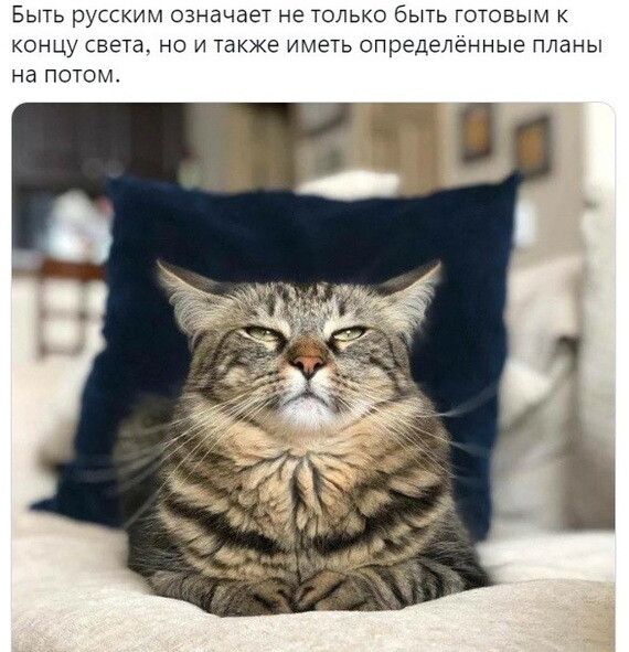 Бьпь русским означает не только быть готовым к концу света но и чакже иметь определенные Планы на потом