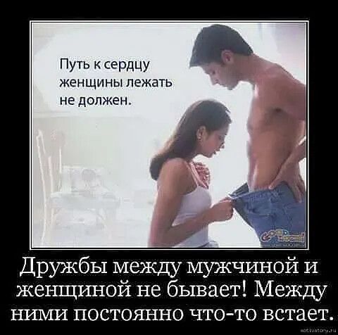 Дружбы между мужчиной И женщиной не бывает Между НИМИ постоянно что то встает