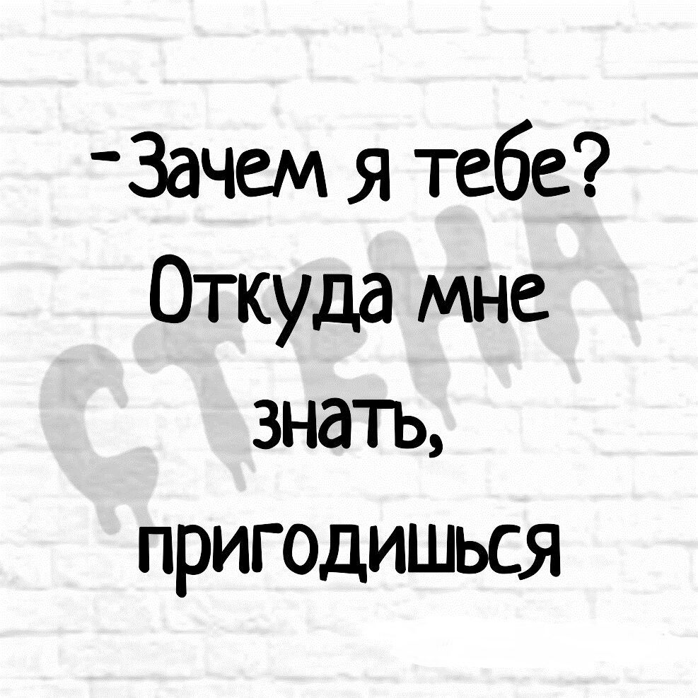 Зачем я тебе Откуда мне знать пригодишься