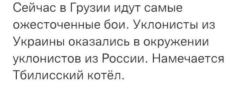 Сейчас в Грузии идут самые ожесточенные бои Укпонисты из Украины оказались в окружении уклонистов из России Намечается Тбилисский котёл