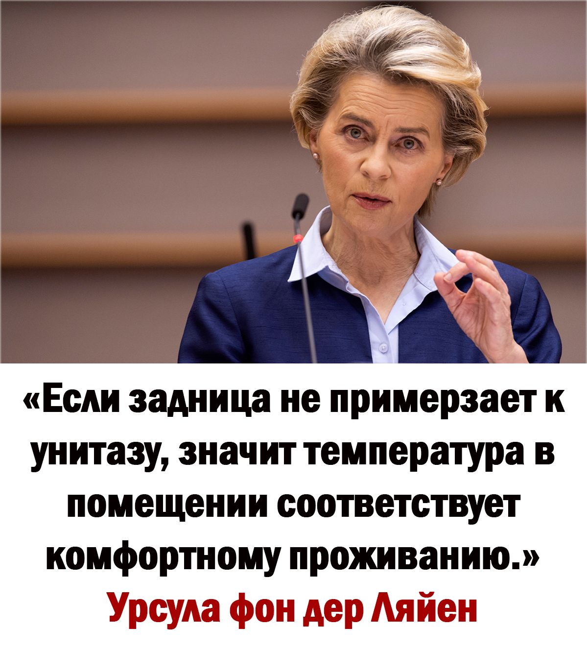 Если задница не прииерэает к унитазу значит температура в помещении соответствует комфортному проживанию Урсула фон дер Аяйсн