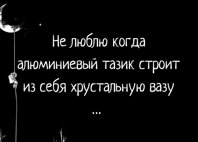Не люблю когда алюминиевый тазик строит из себя хрустальную вазу