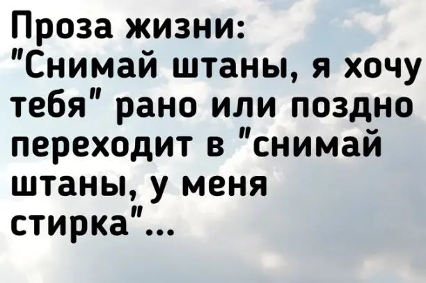 Проза жизни Снимай штаны я хочу тебя рано или поздно переходит в снимай штаны у меня стирка