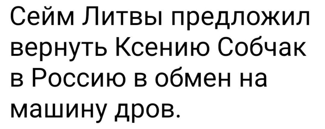 Сейм Литвы предложил вернуть Ксению Собчак в Россию в обмен на машину дров