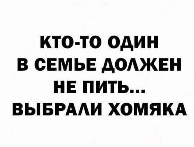КТО ТО ОДИН В СЕМЬЕ АОАЖЕН НЕ ПИТЬ ВЫБРААИ ХОМЯКА