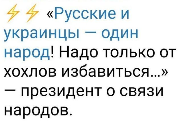 ф Русские и украинцы один народ Надо только от хохлов избавиться президент о связи народов