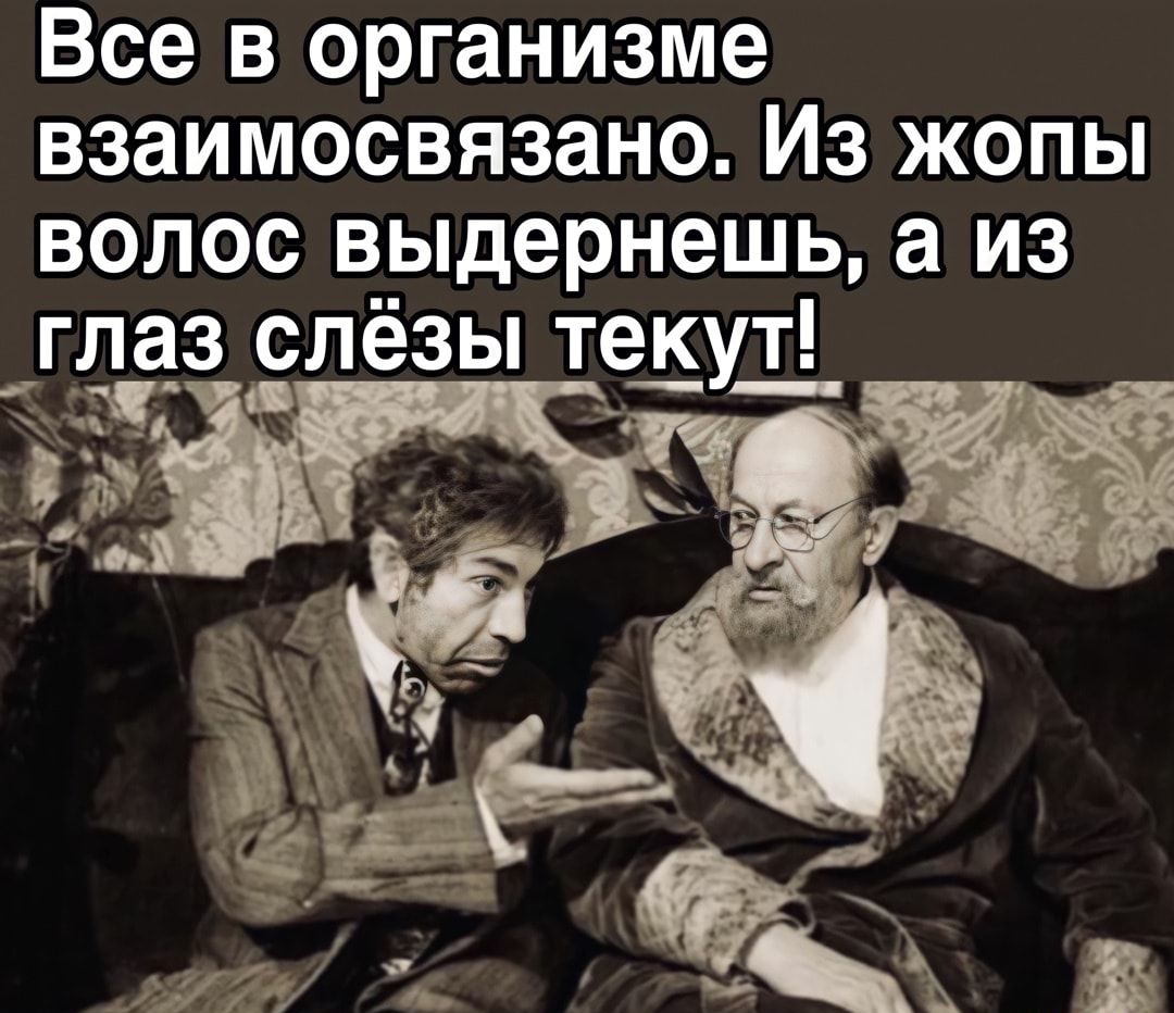 Все в организме взаимосвязано Из жопы волос выдернешь а из глаз ут_