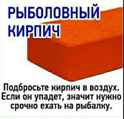 рыволовный кивщпч Подбросьте киргЁн в воздух Если он упадет значит нужно срочно ехать на рыбалку